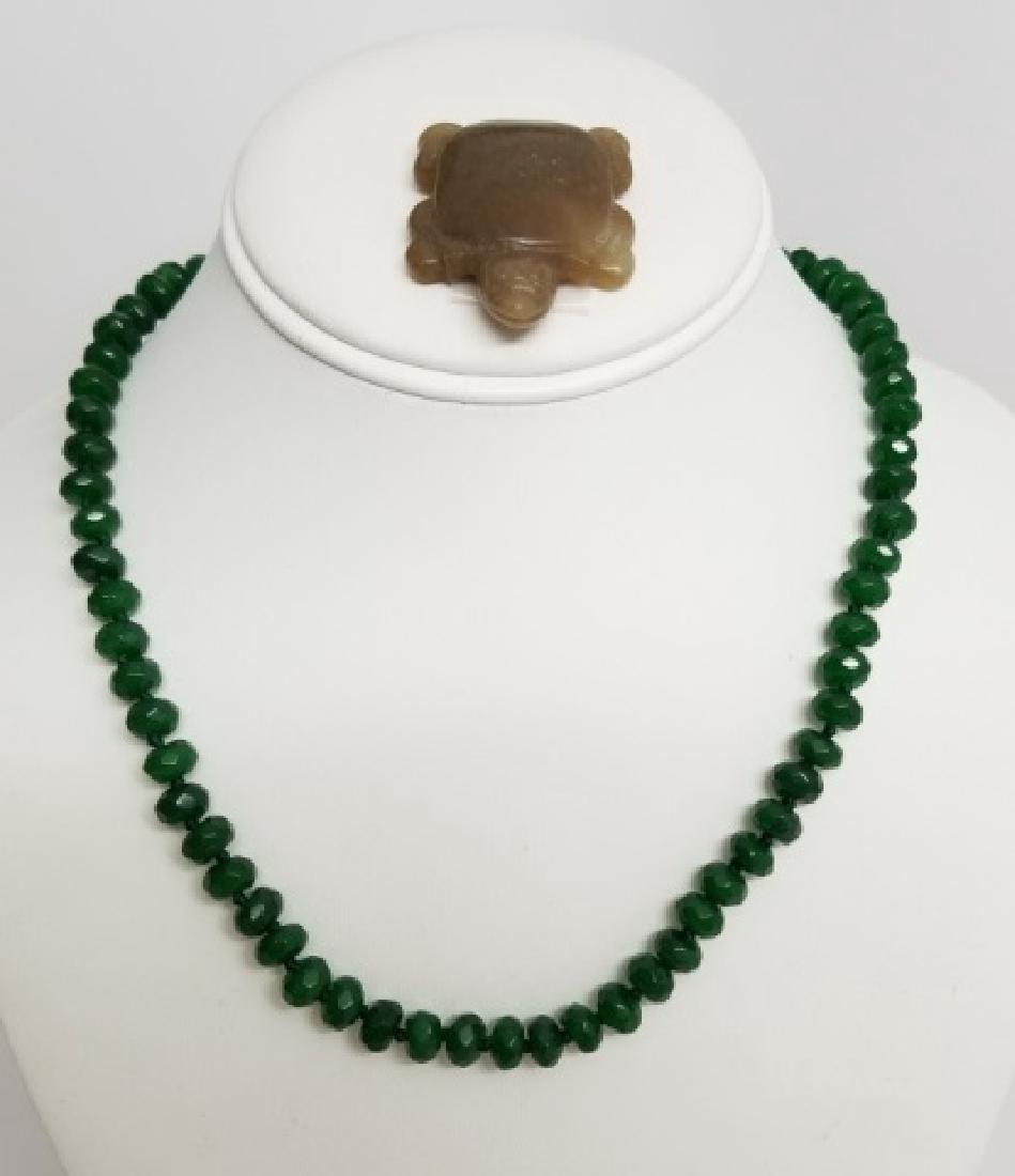 Chinese Green Jade Necklace & Turtle Pendant (1 of 10)