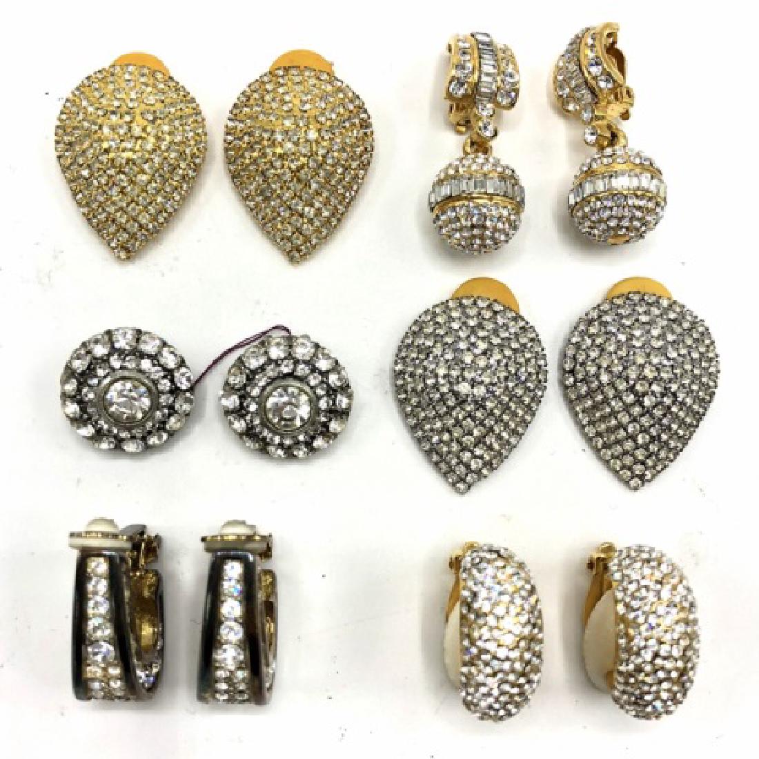 Six Pairs of Vintage Rhinestone Clip Earrings (1 of 3)