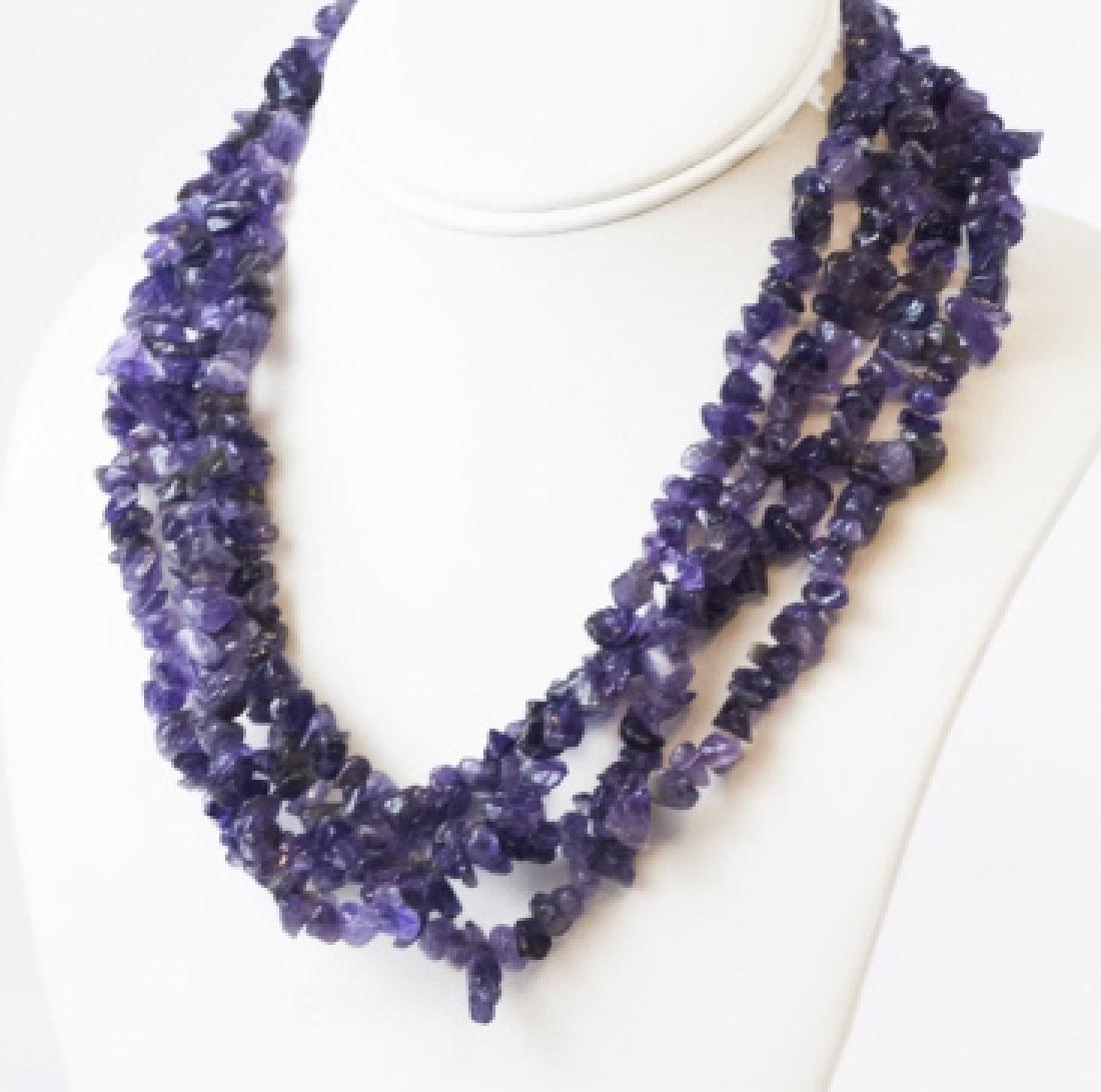 Tumbled Amethyst Multi Strand Statement Necklace (1 of 5)