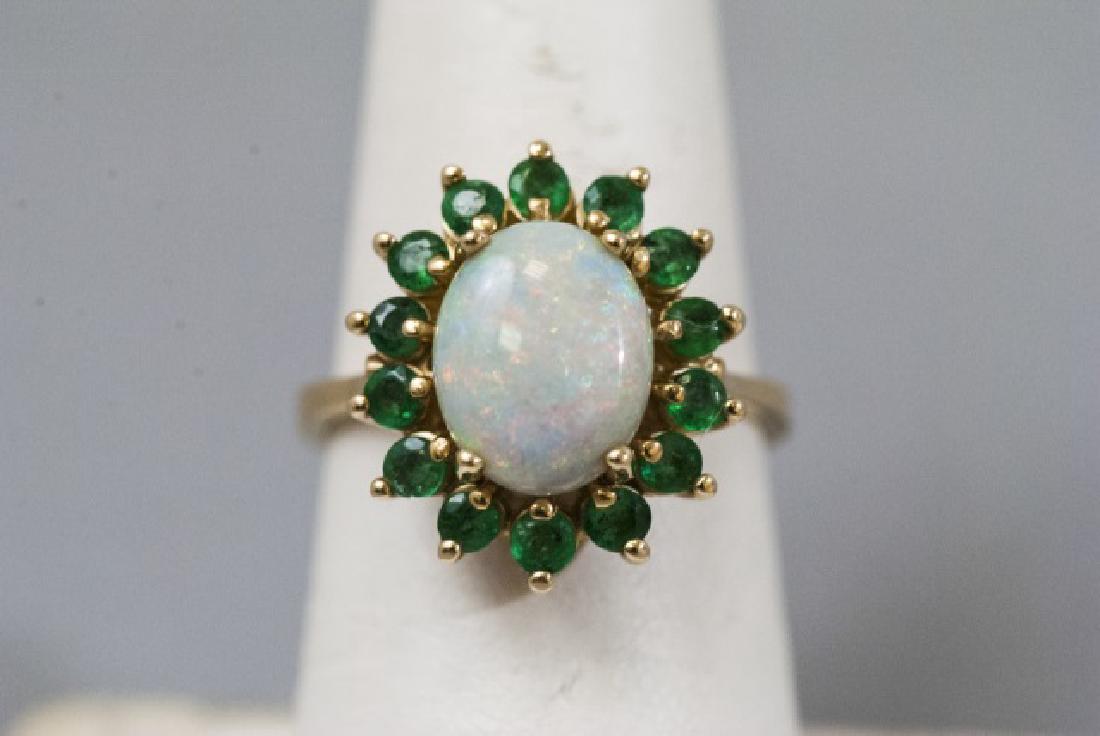 Estate 14kt Yellow Gold Opal African Emerald Ring (1 of 11)