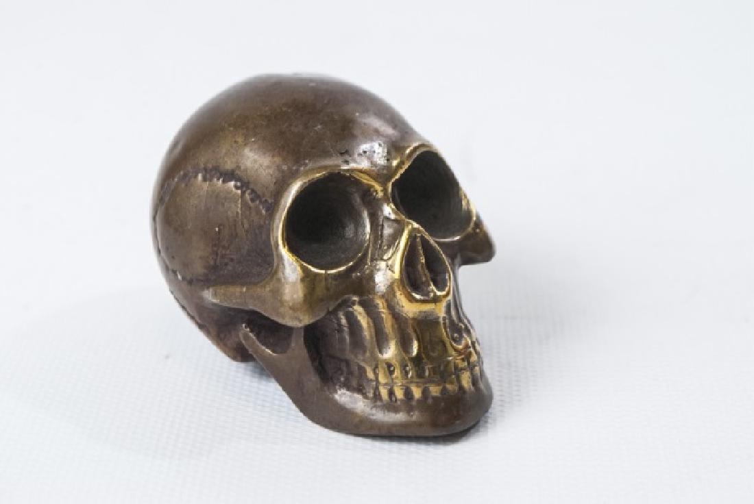 Bronze Human Skull Memento Mori Curio Statue (1 of 5)