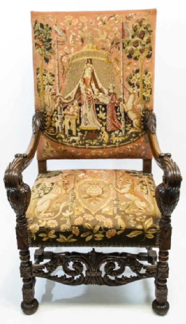 Antique Italian Renaissance Revival Carved Throne (1 of 15)