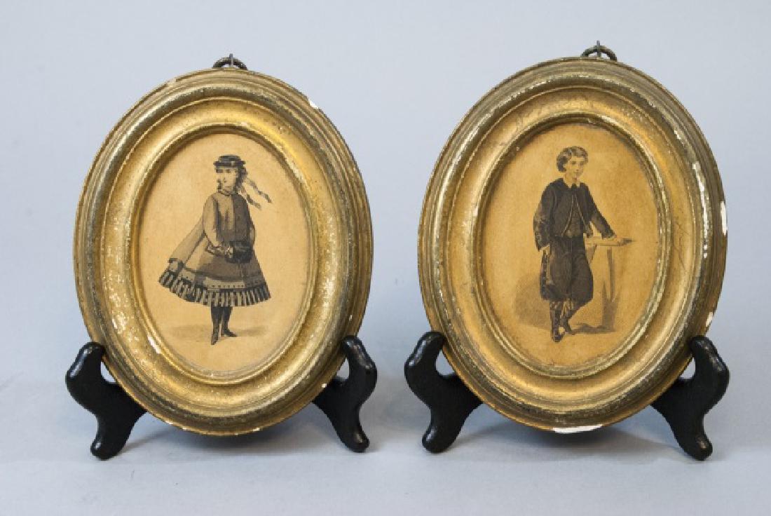 Pair Italian Borghese Portrait Miniature Prints (1 of 7)