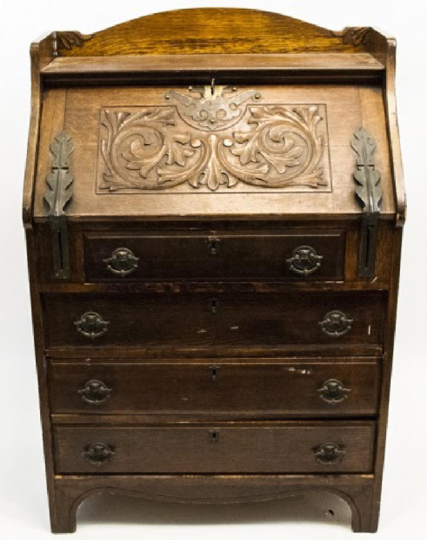 Antique R J. Horner Carved Wood Desk w Bronze (1 of 5)