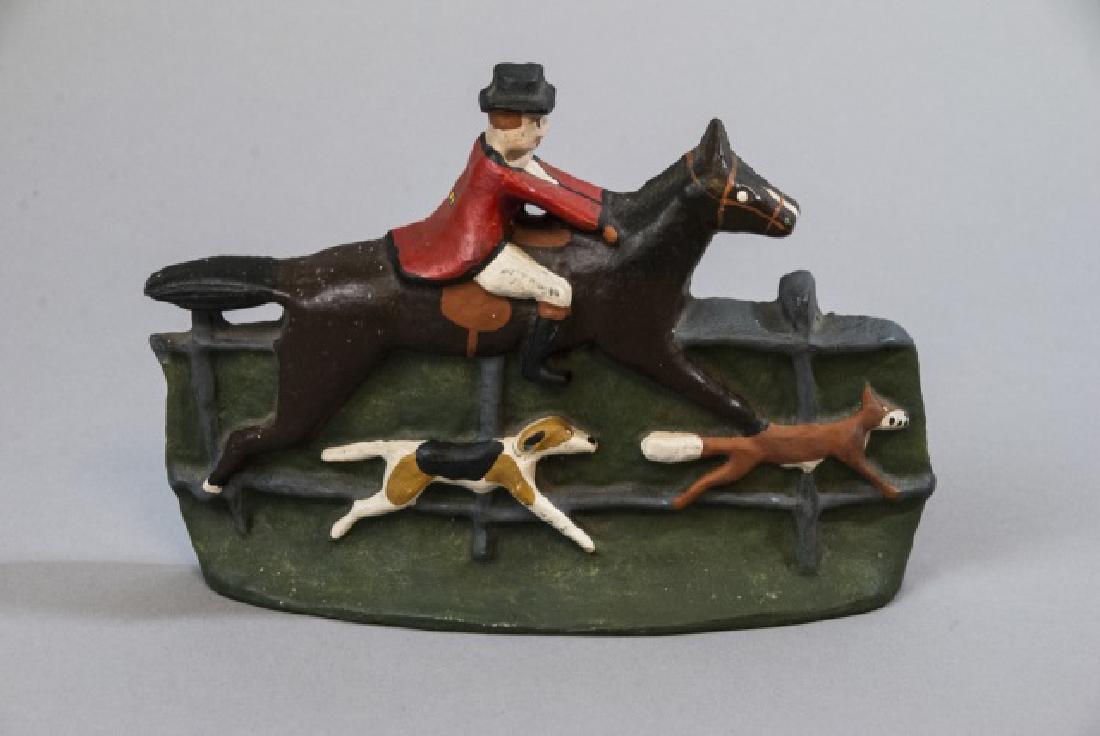 Hand Painted Cast Iron English Fox Hunt Door Stop (1 of 4)