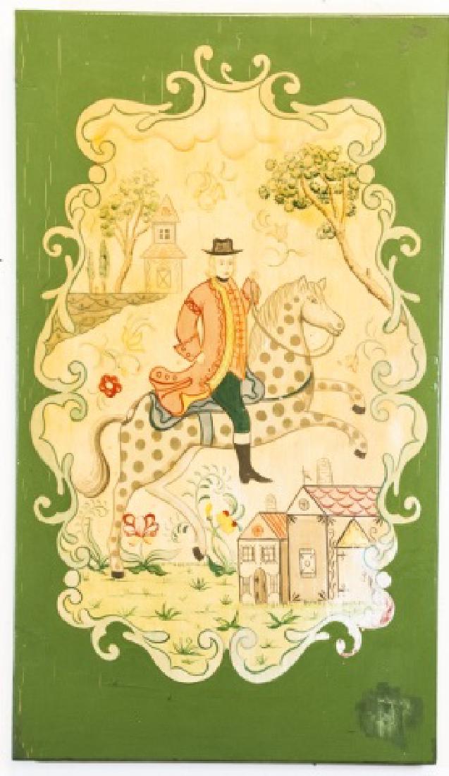 Antique American Folk Art Painting on Board 1 of 3 (1 of 4)