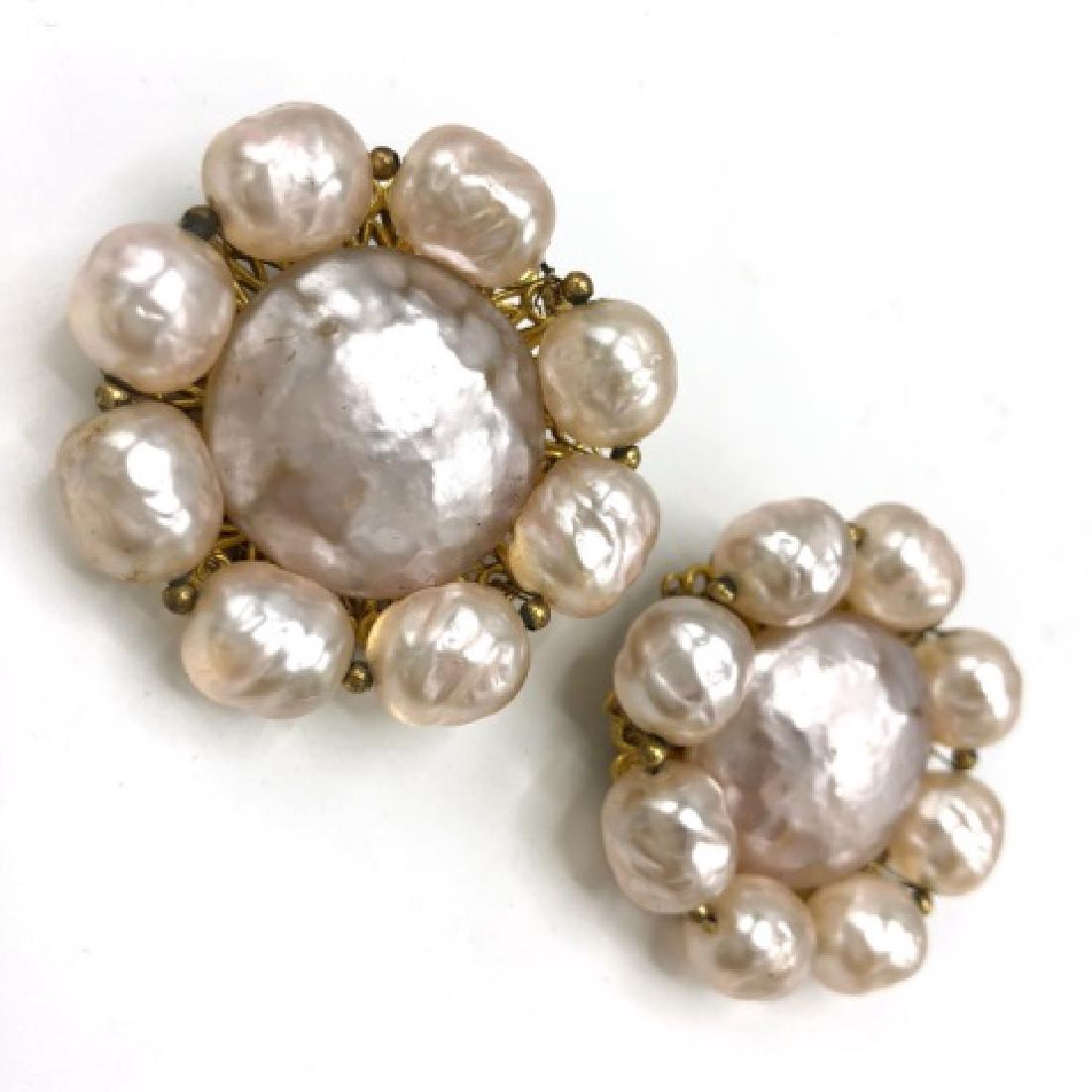 Miriam Haskell Faux Baroque Pearl Clip Earrings (1 of 4)