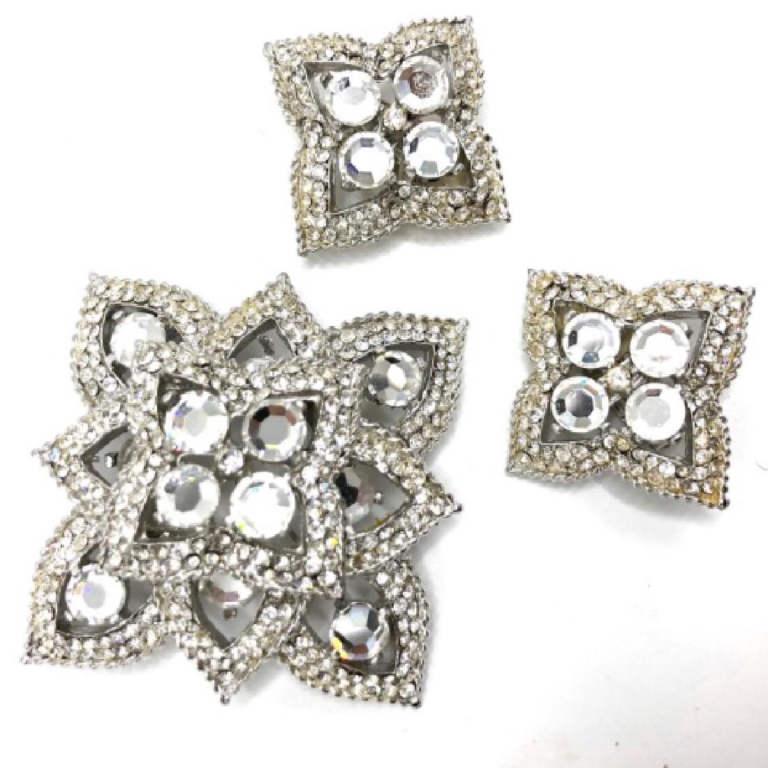 Jay Feinberg / Stongwater Costume Jewelry Set: Jay Feinberg / Stongwater Set - Before he was Jay Strongwater he was Jay Feinberg, so this is an early set. Signed on the earrings only the pin in approximately 3â€ in diameter and the earrings 1â