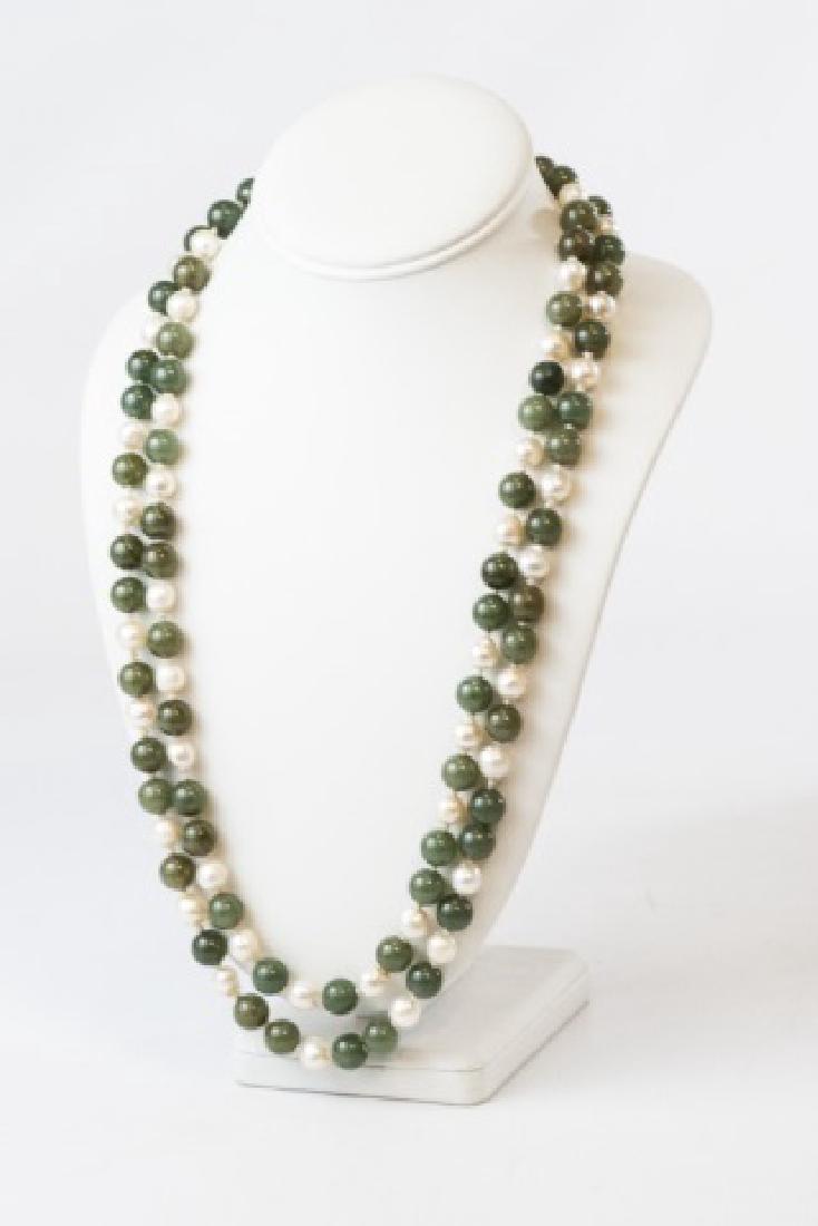 Estate 14k Yellow Gold Citrine Pearl Jade Necklace (1 of 5)