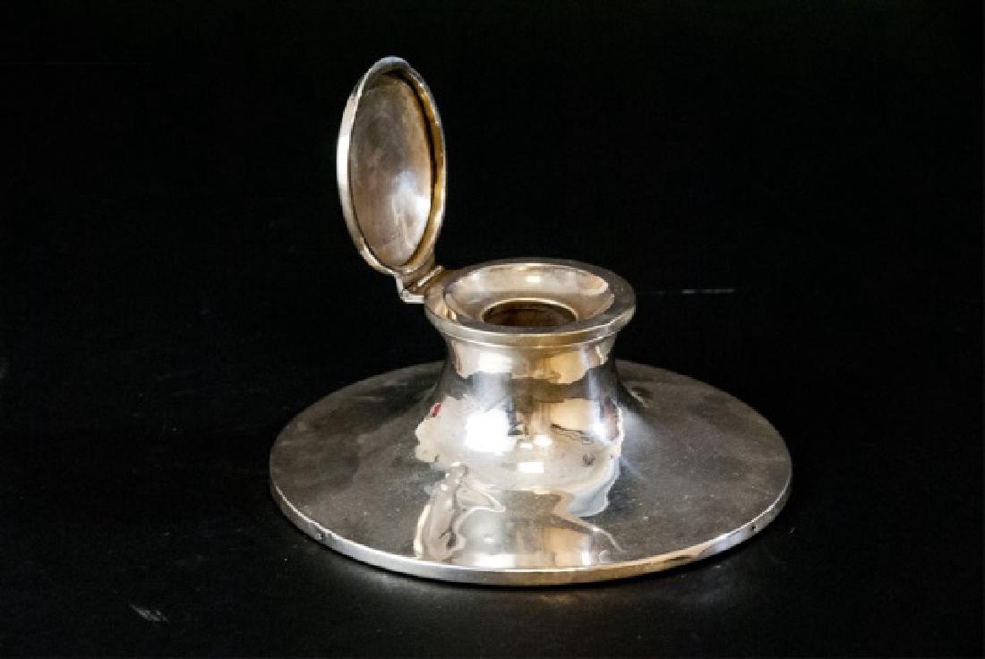 Antique English Chester Sterling Silver Inkwell (1 of 4)