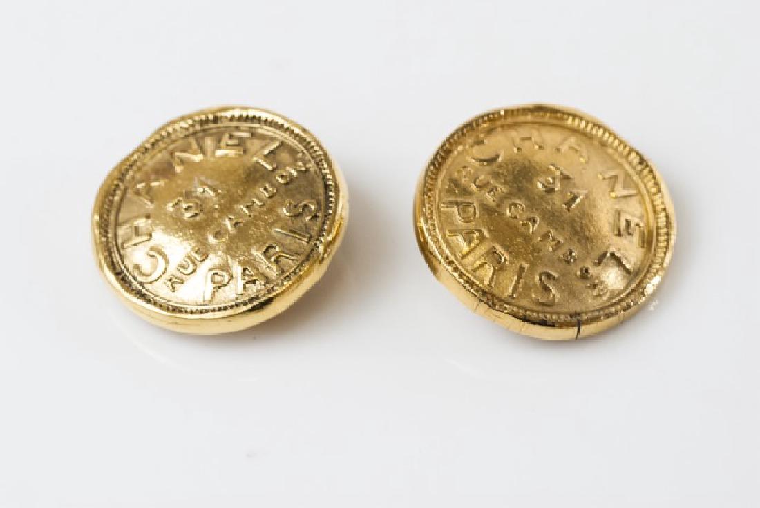 Vintage Chanel Paris Gilt Metal Disc Earrings (1 of 4)