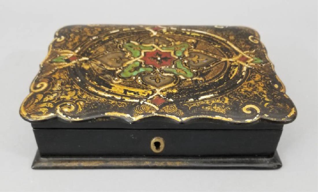 Antique 19th C Victorian Lacquer Jewelry Box (1 of 8)