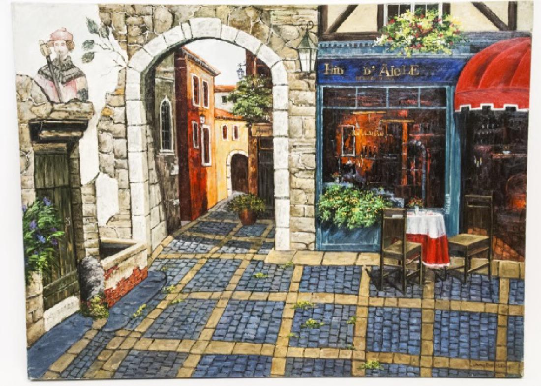 Oil Painting of European Scene, Signed Faife Leay (1 of 6)