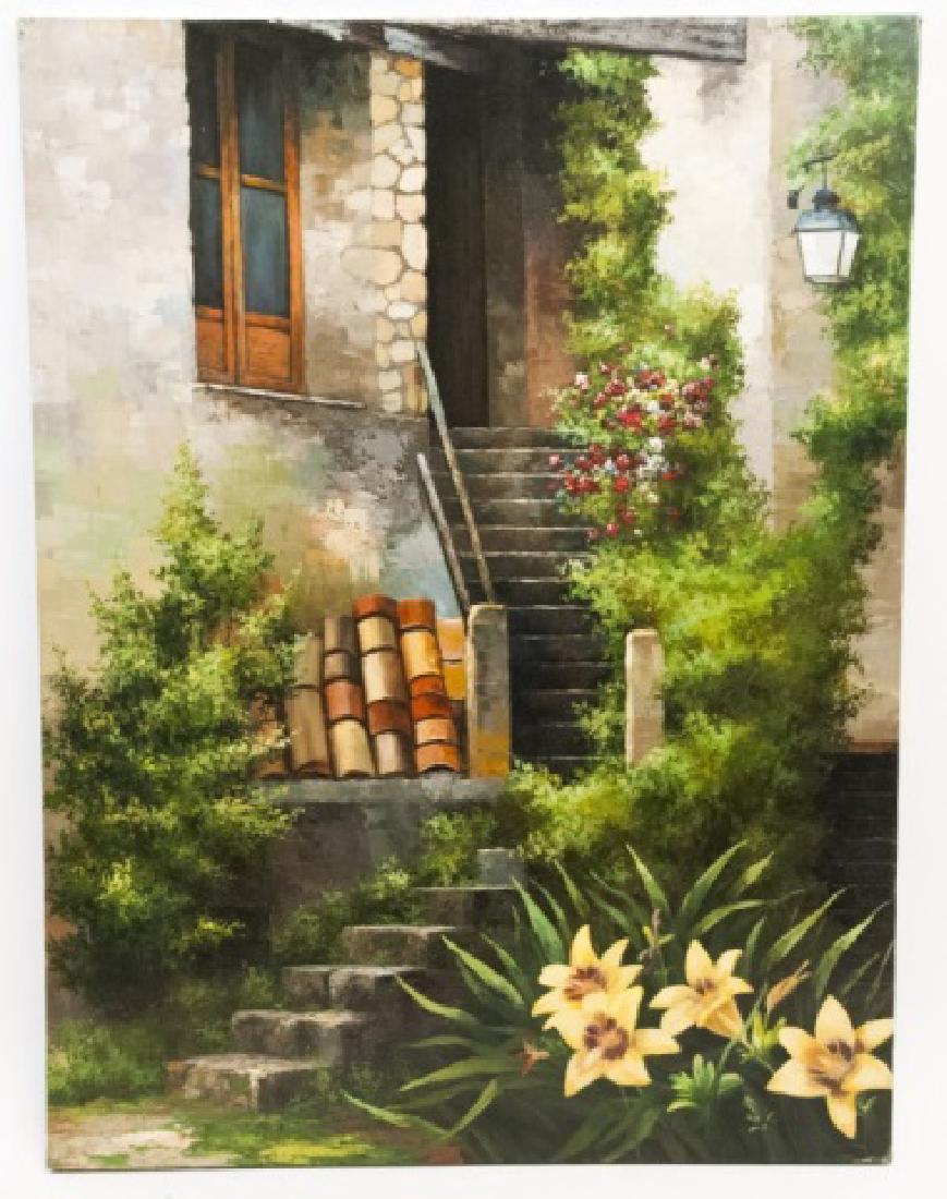 Painting of European Courtyard w Garden (1 of 5)