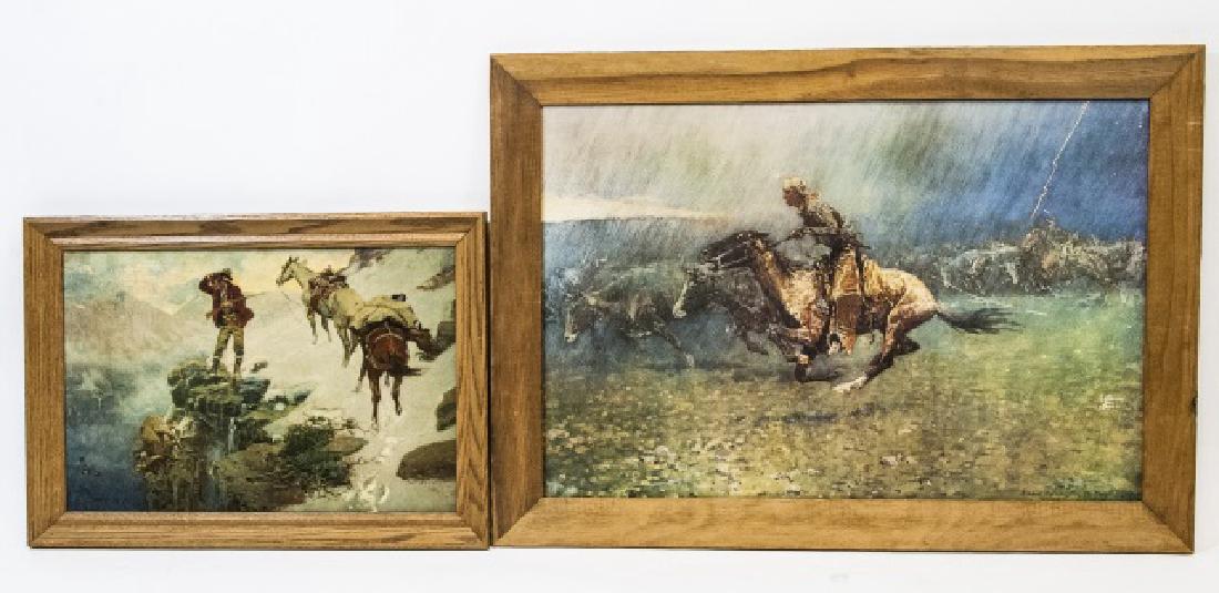 Pair Framed Wild West Prints - 1 Paper, 1 Canvas (1 of 6)