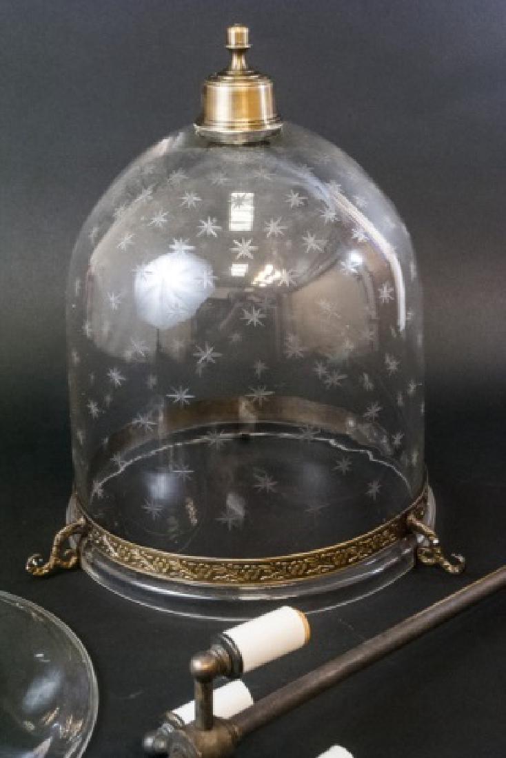 Glass Bell Jar Chandelier w Etched Star Accents (1 of 7)
