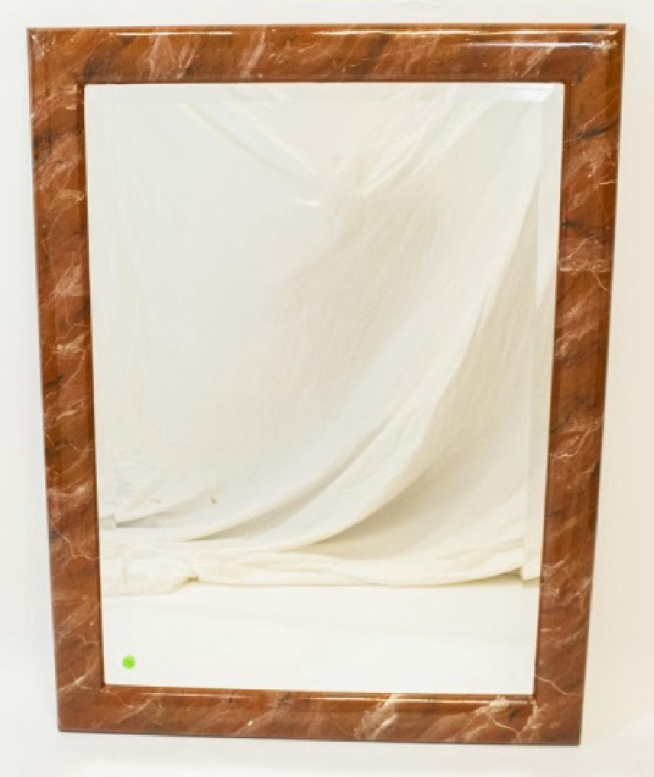 Contemporary Faux Rouge Marble Wall Mirror (1 of 3)