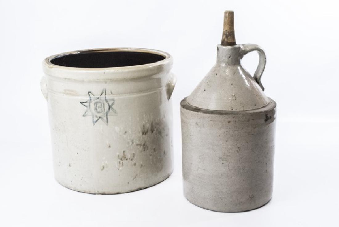 Antique American Stoneware Crock & Jug (1 of 4)
