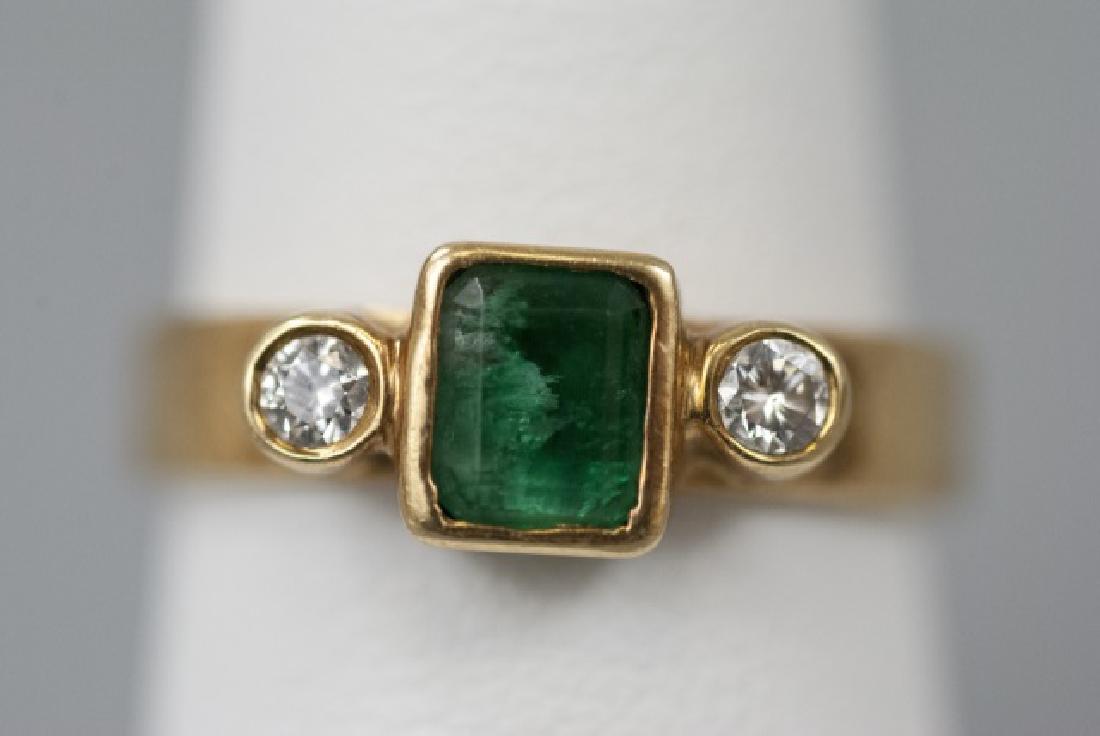 18kt Gold Tiffany & Co Ring w Diamonds & Emerald (1 of 5)