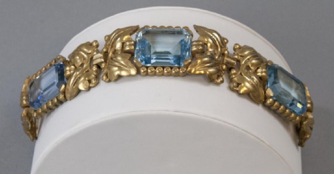 Vintage Gilt Metal & Aquamarine Paste Bracelet (1 of 4)