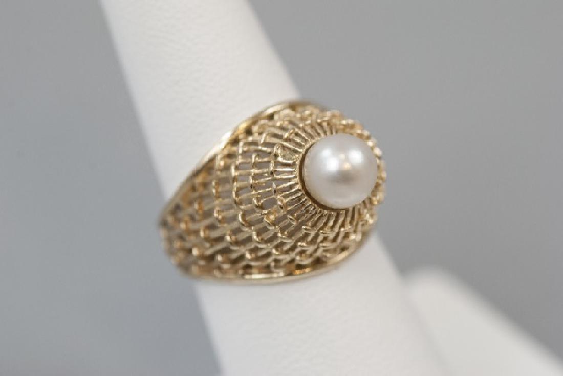 Estate Retro 14kt Yellow Gold & Pearl Ring (1 of 7)