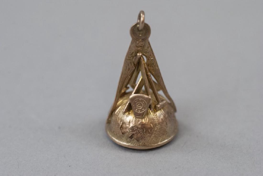 Antique English 9kt Gold Masonic Charm / Fob: Antique English 9kt Gold Masonic Charm / Watch Fob. Measures 1.25 inches in length. Set with carnelian.