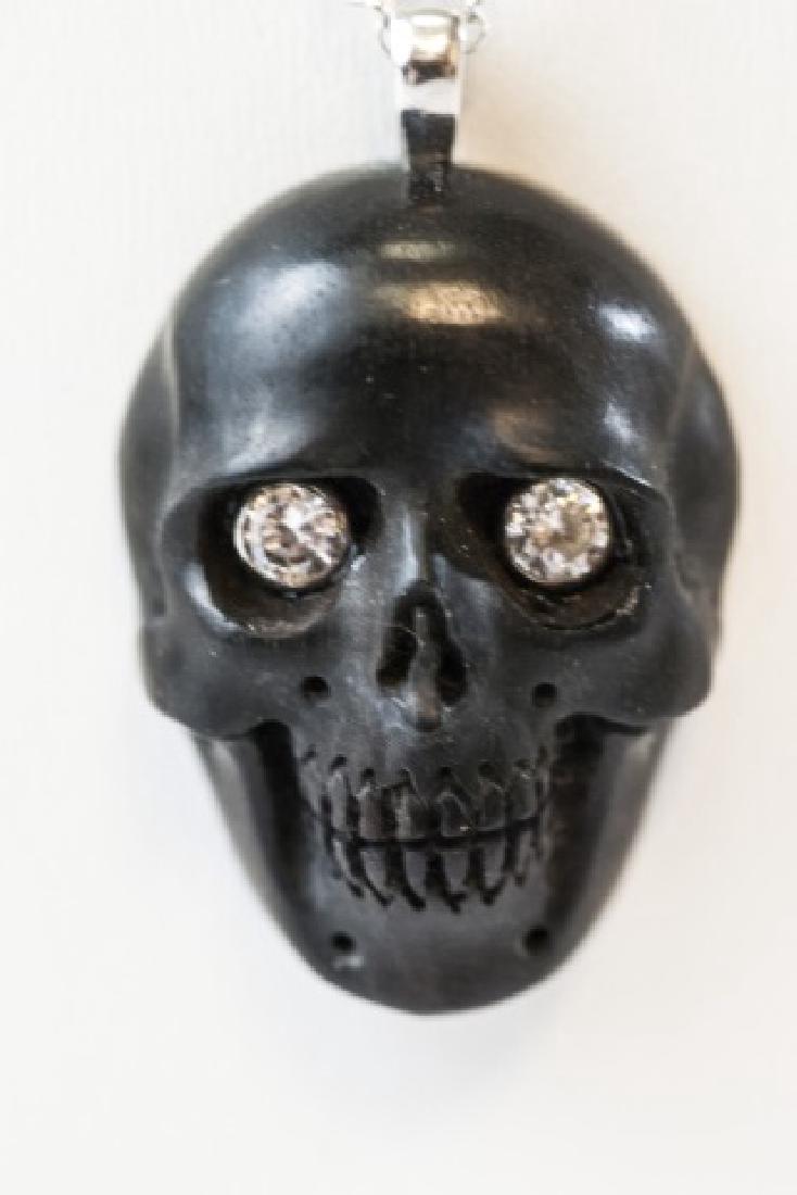 Hand Carved Skull Pendant on Sterling Rolo Chain (1 of 4)