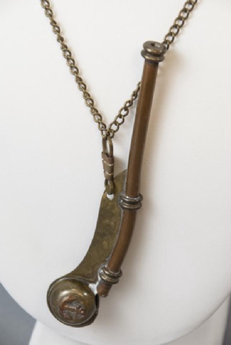 Antique Brass Smoking Pipe Necklace Pendant (1 of 4)
