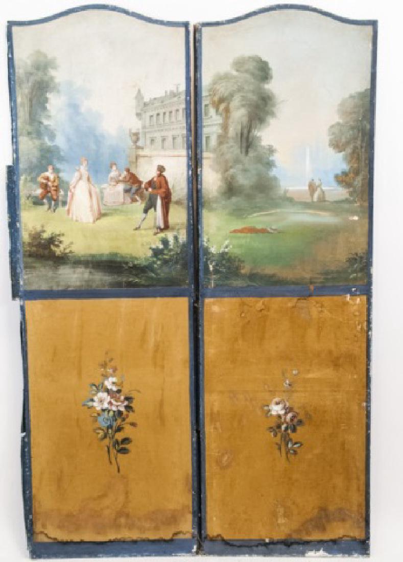Pair Antique 19th C Hand Painted Castle Wall Panel (1 of 6)