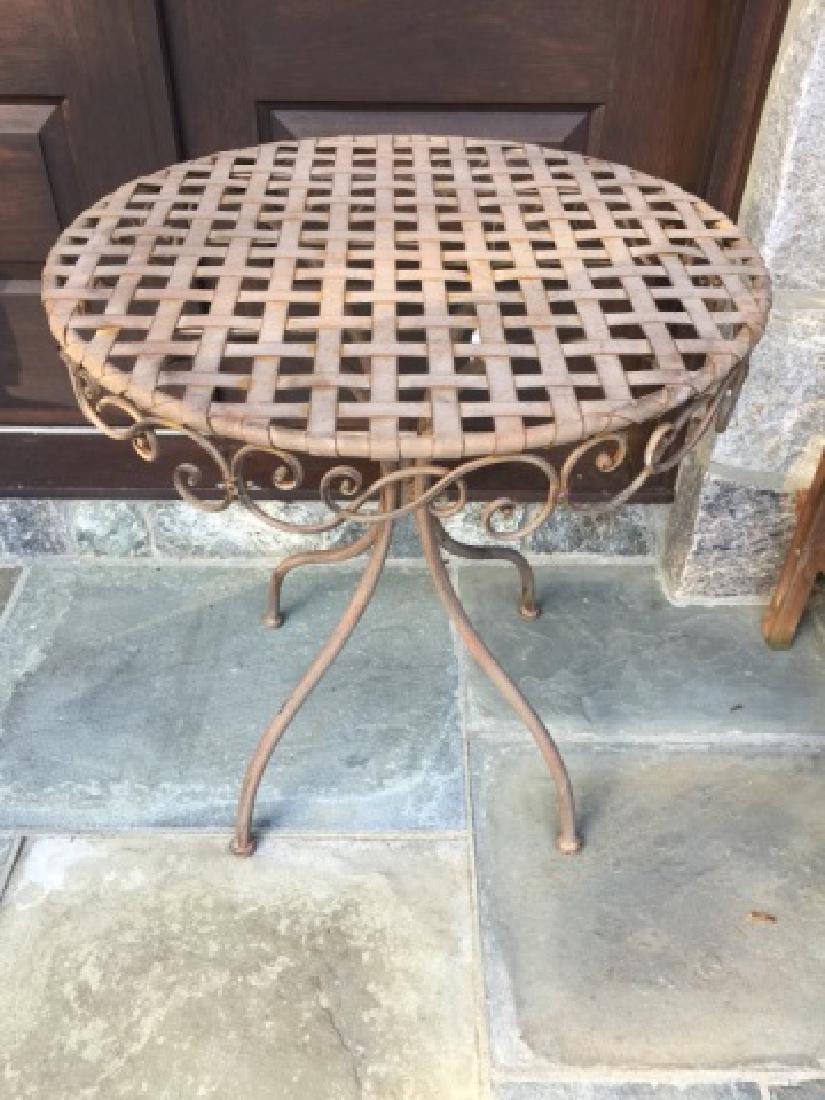 Vintage Wrought Iron & Woven Metal Garden Table (1 of 3)