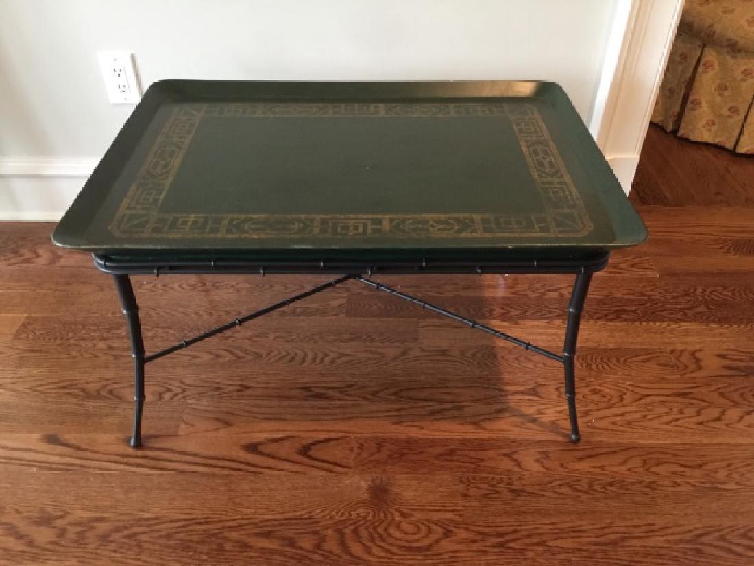 English Tray Top Faux Bamboo Base Coffee Table (1 of 4)
