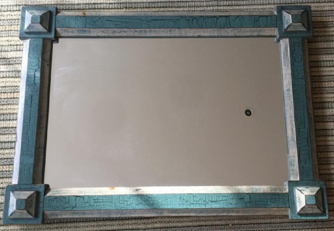 American Folk Art Style Crackle Paint Wall Mirror (1 of 4)