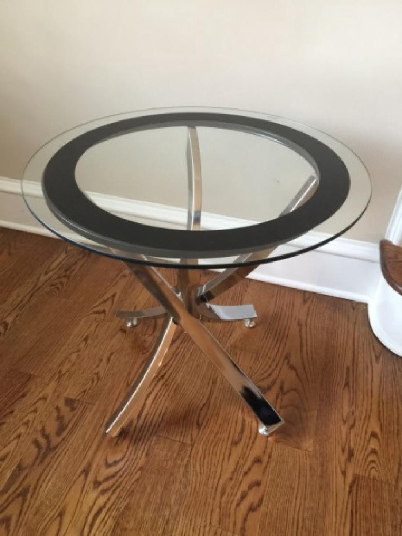 Contemporary Modern Metal & Glass Round End Table (1 of 2)