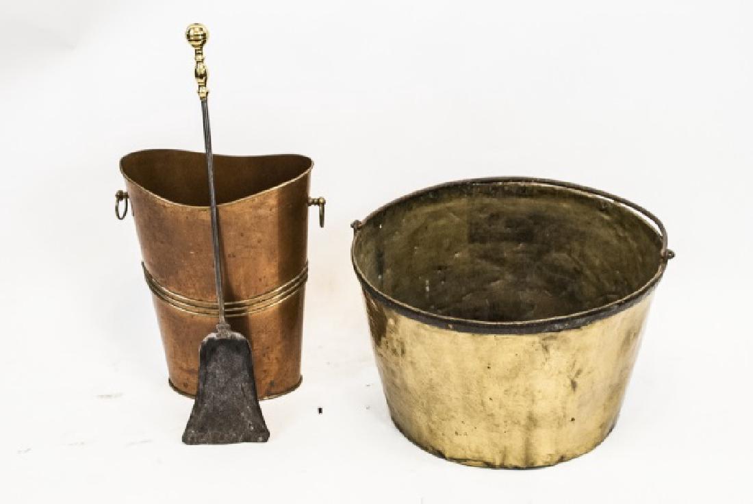 Hand Hammered Antique Pot, Stand & Fireplace Tools (1 of 4)