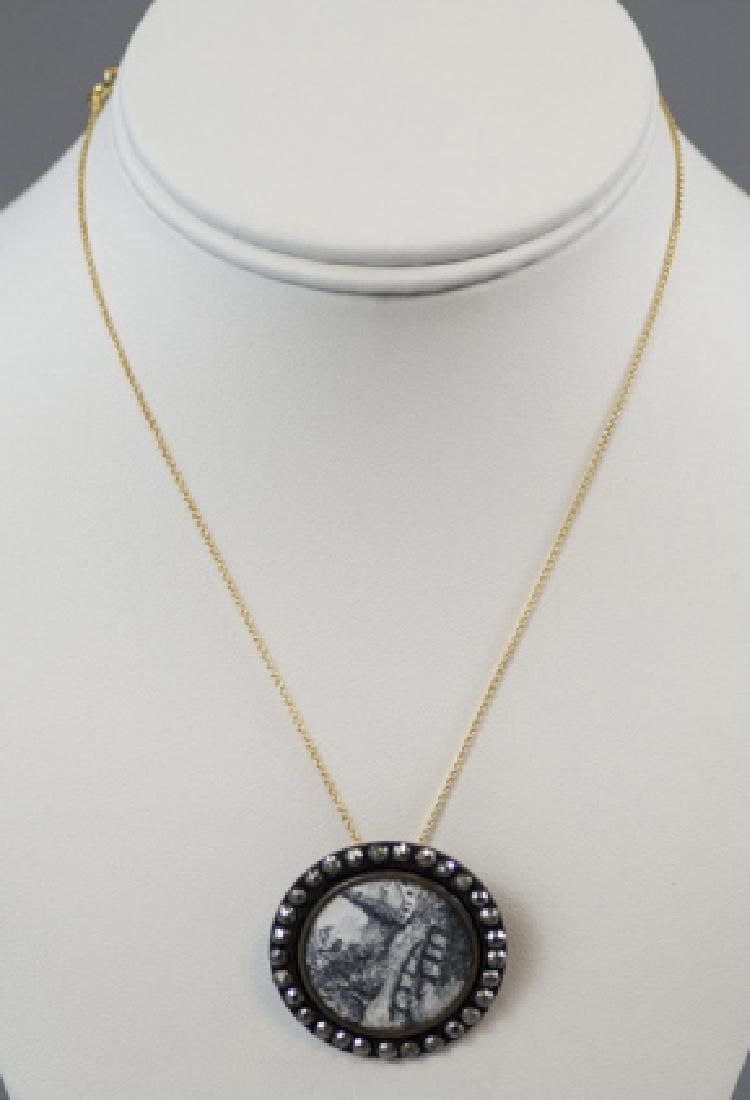 Antique 19th C Cut Steel & Enamel Button Necklace (1 of 5)