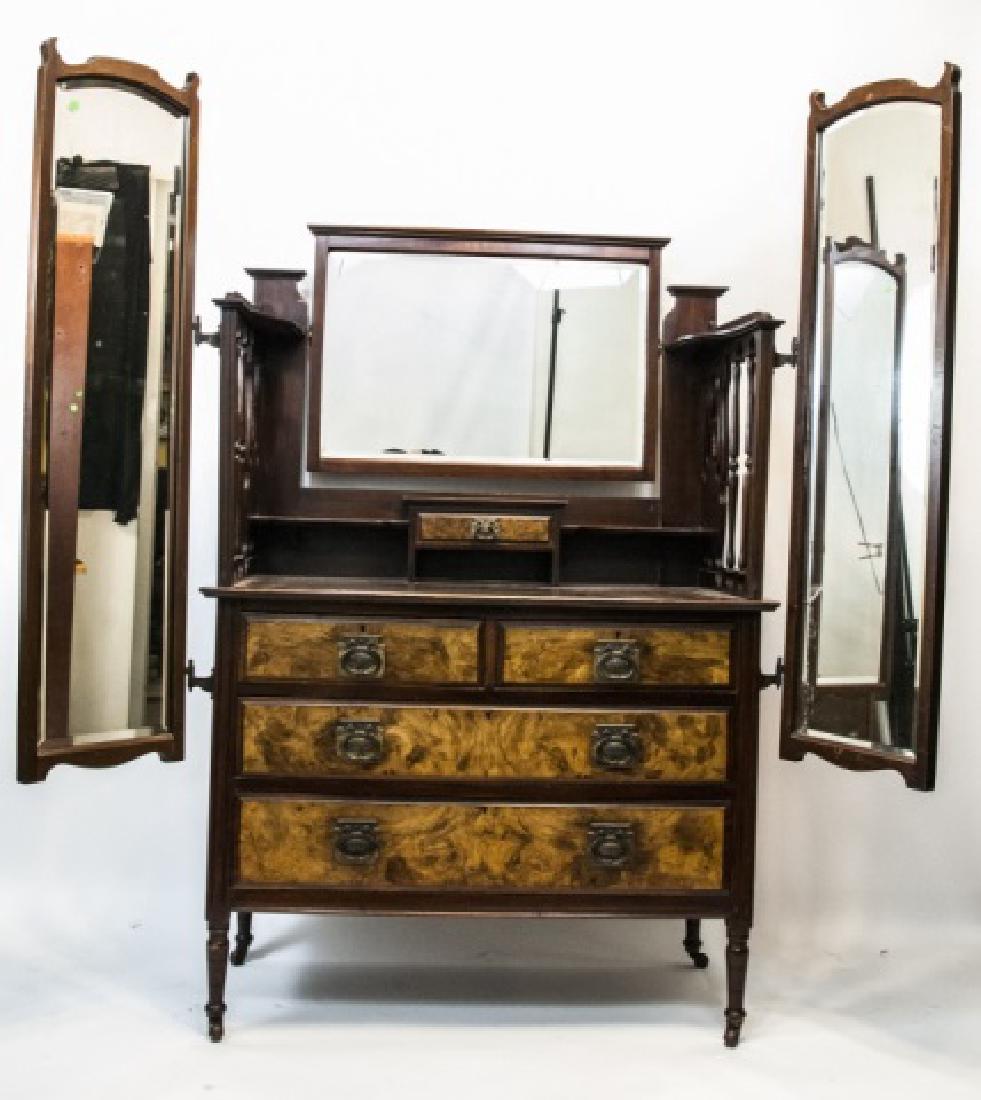 Antique C 1910 Dressing Table / Vanity w Mirrors (1 of 10)
