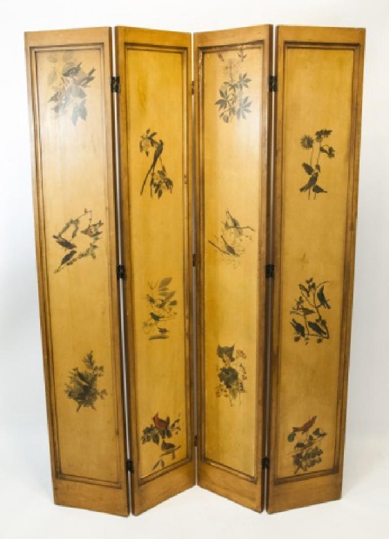 Four Panel Room Divider Screen w Bird Motif (1 of 12)