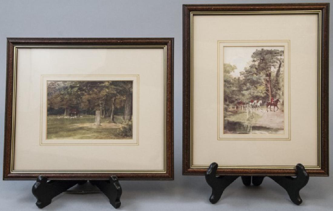 Pair Antique English Style Hound Hunt Framed Print (1 of 4)