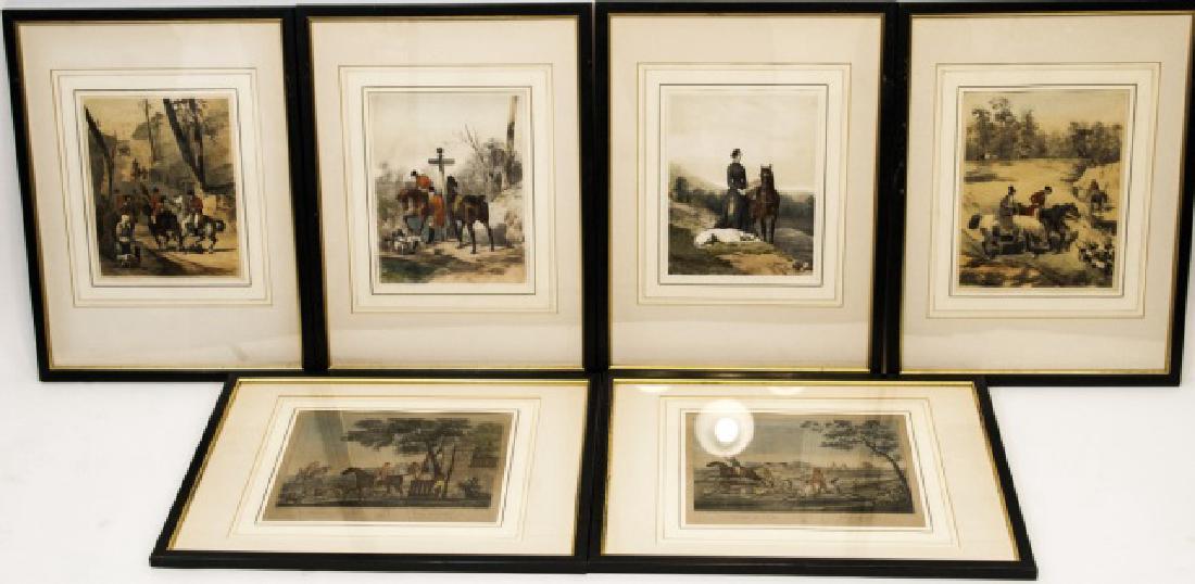 Antique French & English Framed Hunt Scene Prints (1 of 5)