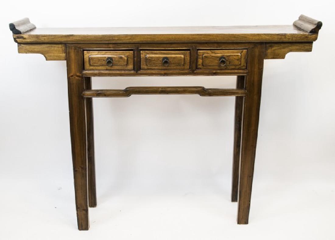 Chinese Carved Wood Altar Form Tall Console Table (1 of 4)