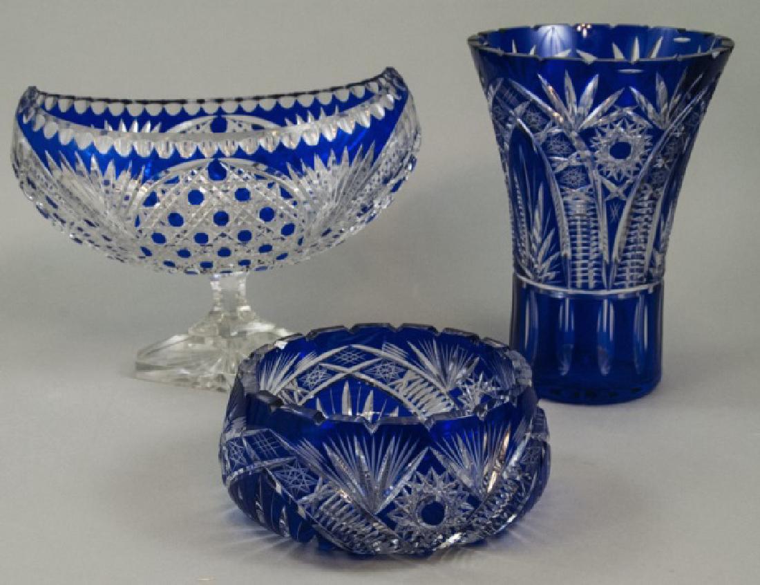3 Bohemian Glass Blue to Clear Table Articles (1 of 7)