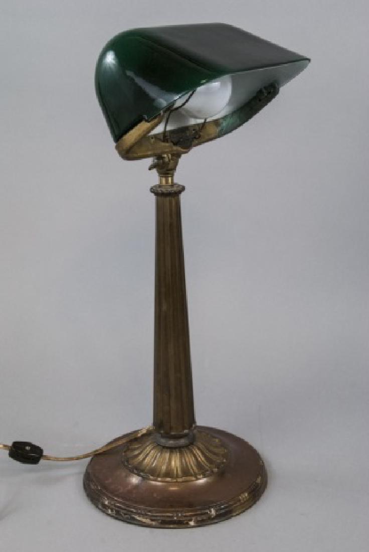 Vintage Glass Shade Student's Lamp / Desk Lamp (1 of 6)