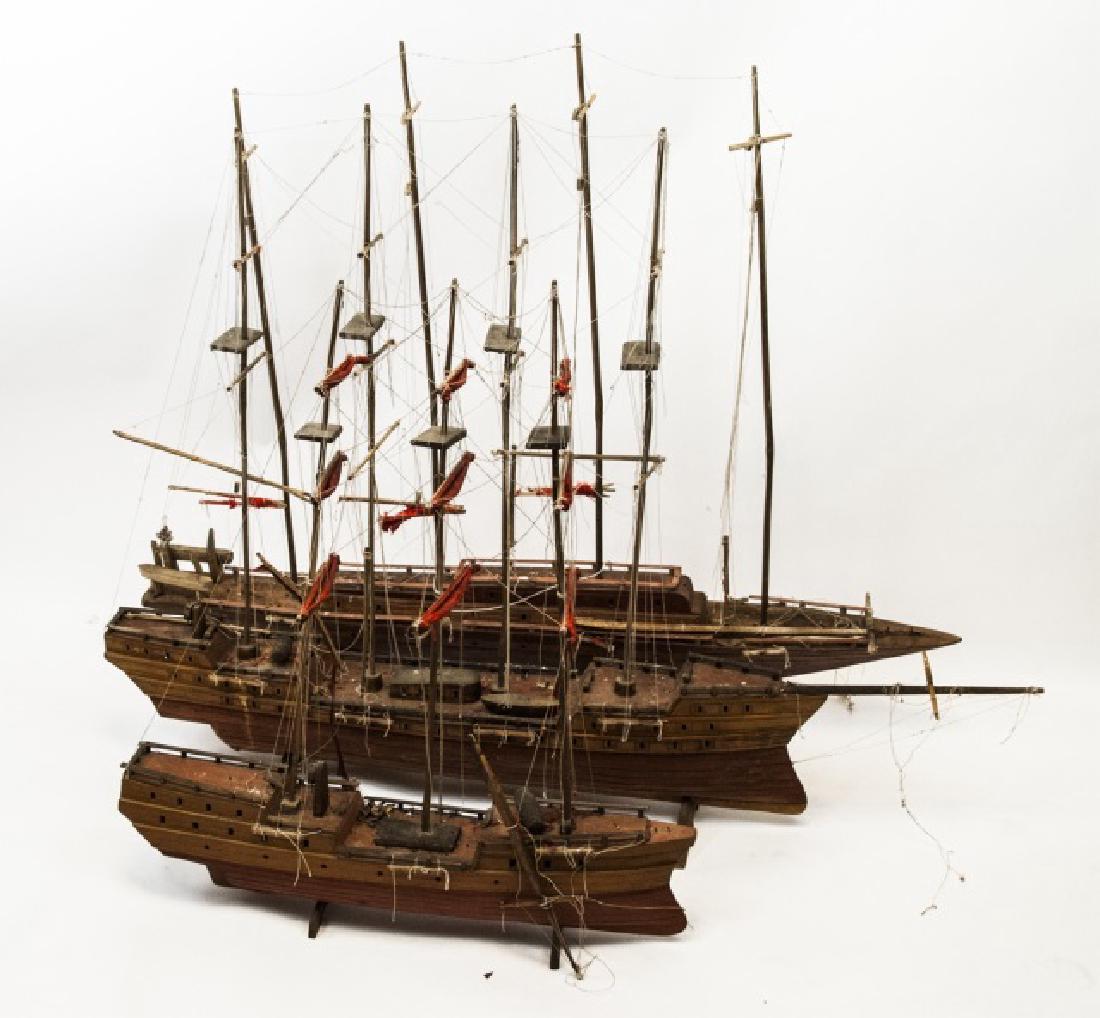 Three Vintage Handmade Galleons / Ships (1 of 18)