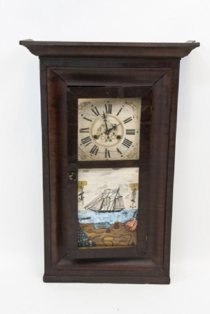 Antique 19th C Clock w Hand Painted Ship Scene (1 of 6)