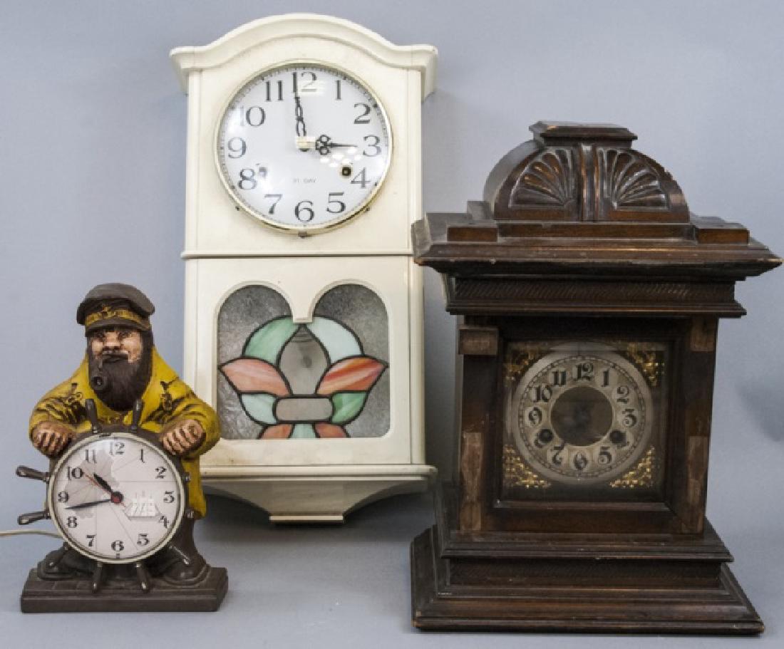 3 Vintage Clocks - Nautical, Mantle & Regulator (1 of 10)