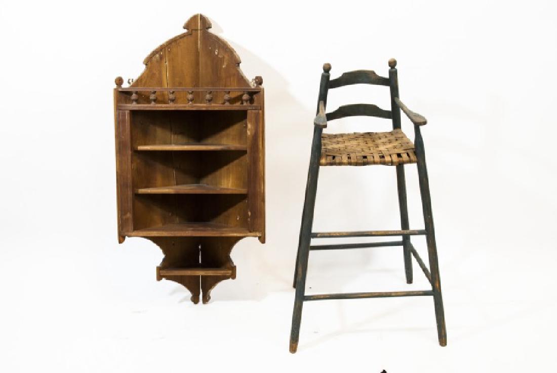 Antique American Country Corner Cabinet & Chair (1 of 8)