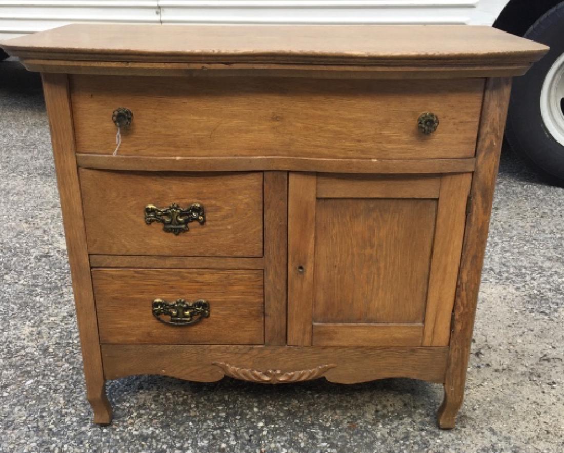 Antique American Carved Oak Chest of Drawers (1 of 3)