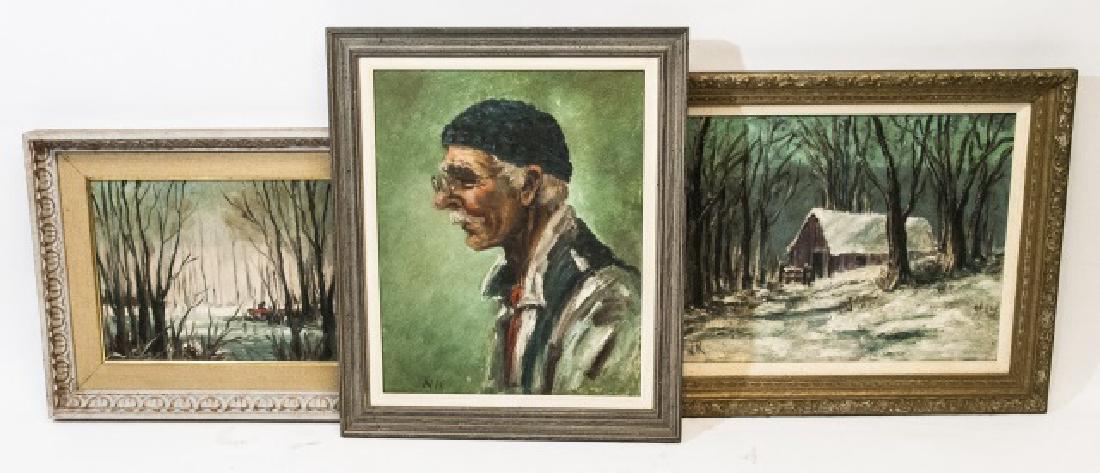 Trio of Paintings Signed NK Including 2 Landscapes (1 of 11)