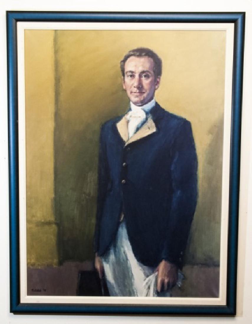 Large Signed Portrait Print Framed in Blue (1 of 4)