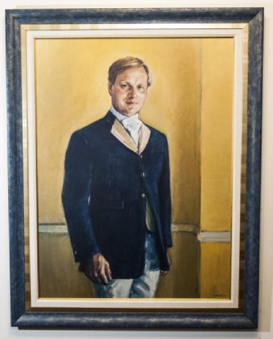 Large Signed Portrait Print Framed in Blue & Gold (1 of 5)